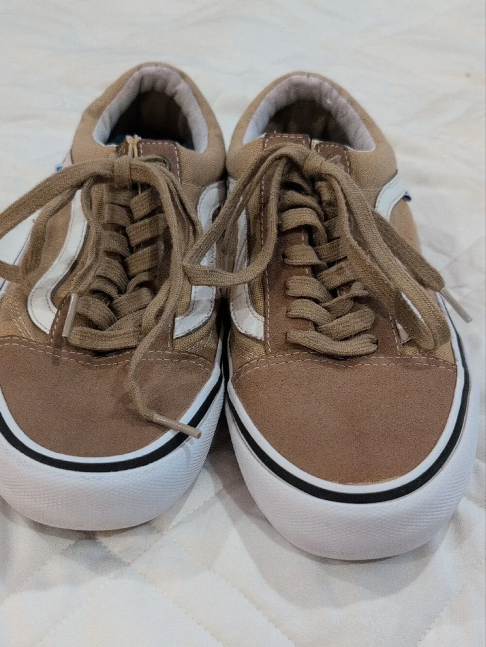 Vans Tan Old Skool Low-Top Sneakers with White Sidestripe